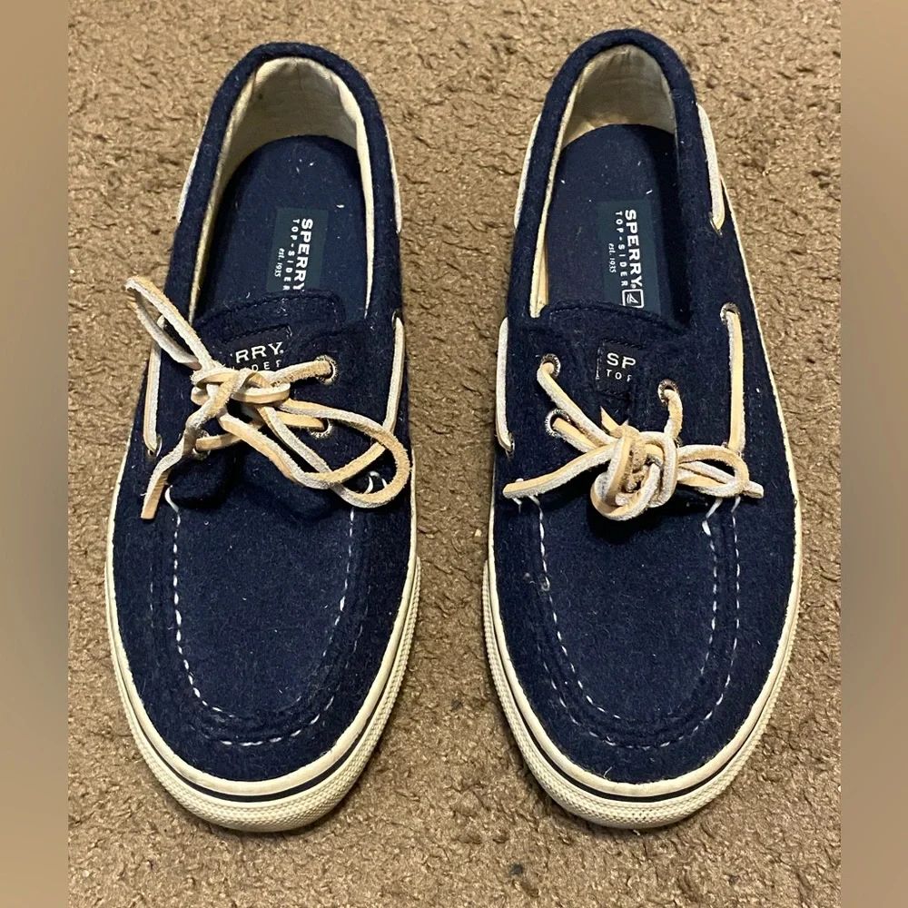 Sperry Top-Sider‎ Men 8 M US Bahama Boat Shoes Wool Navy Blue 10281873 EUC